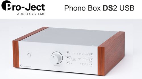 Pro-Ject Phono Box DS2 USB Phono Vorverstärker | silber mit Holzseiten Rosenholz