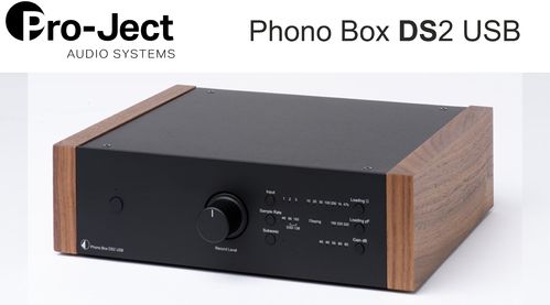 Pro-Ject Phono Box DS2 USB Phono Vorverstärker | schwarz mit Holzseiten Walnuss