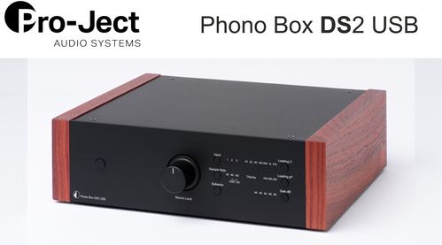 Pro-Ject Phono Box DS2 USB Phono Vorverstärker | schwarz mit Holzseiten Rosenholz